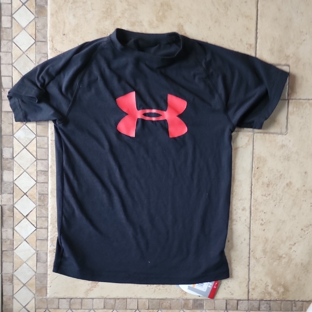 Under Armour Kids Black Tee with Red Logo